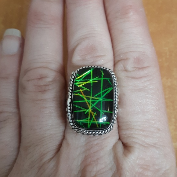 New Dichroic Glass 925 Silver Ring. - Picture 2 of 8